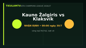 Nhận định Kauno Žalgiris vs KÍ Klaksvík - TieulamTV