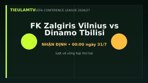 Nhận định FK Zalgiris Vilnius vs Dinamo Tbilisi - TieulamTV