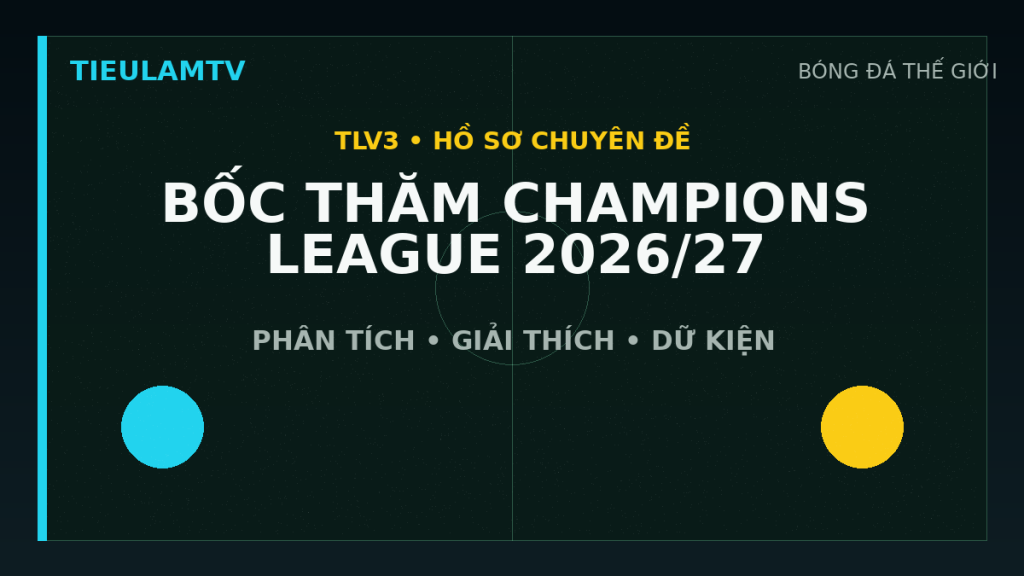 Đồ họa minh họa bốc thăm vòng phân hạng champions league 2026/27 trên TieulamTV