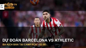 Cầu thủ Athletic Club và Barcelona tranh chấp ở LaLiga