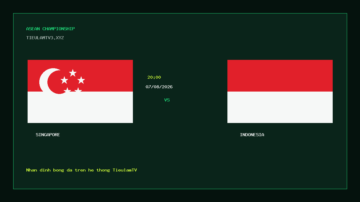 Singapore vs Indonesia 20h00 ngày 07/08/2026: cục diện bảng A