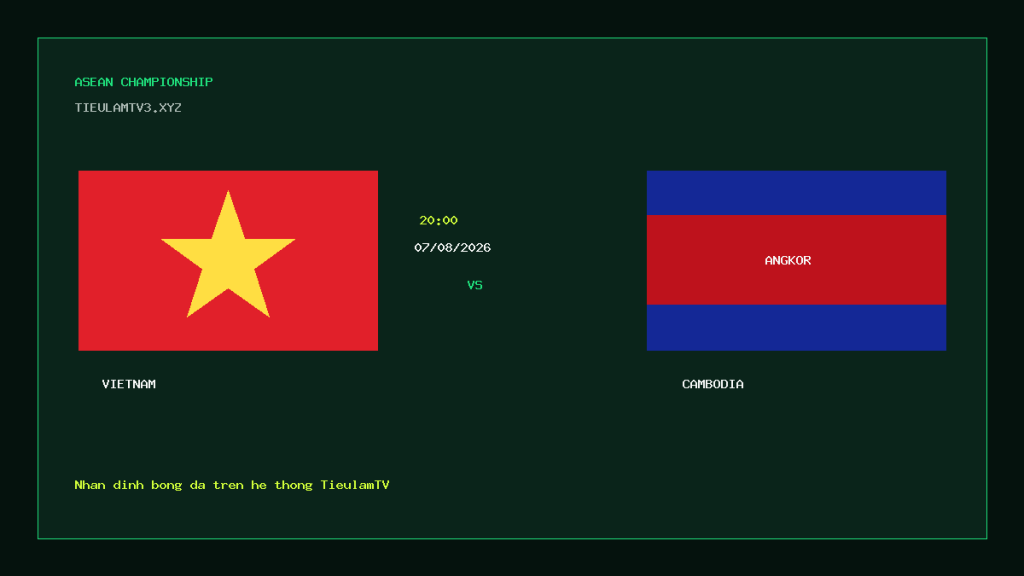 Việt Nam vs Campuchia 20h00 ngày 07/08/2026: quyền tự quyết - ảnh nhận định bóng đá ASEAN Championship