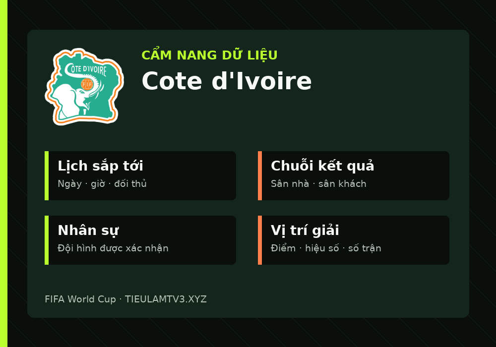 Phân tích phong độ và lối chơi Cote d'Ivoire