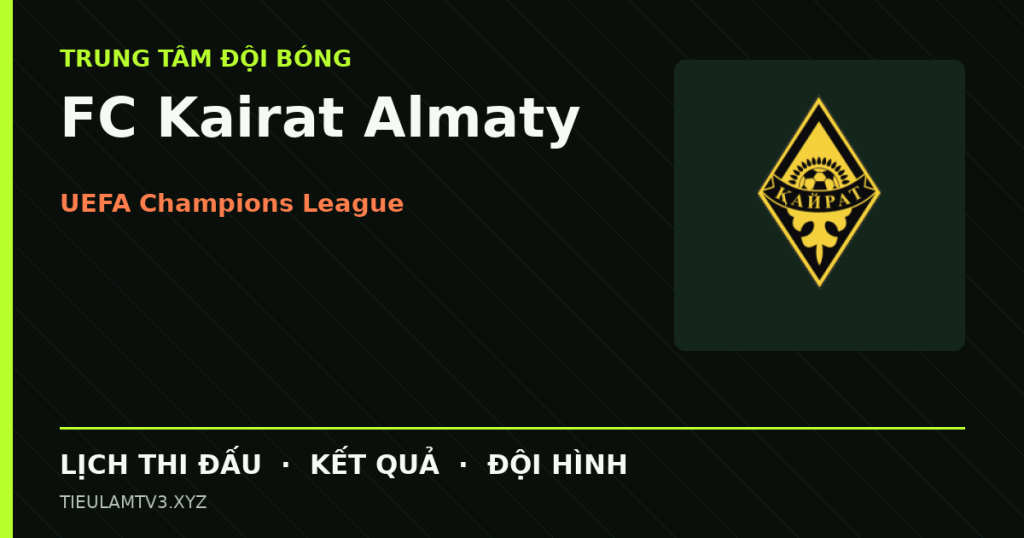 Đồ họa bóng đá FC Kairat Almaty tại UEFA Champions League
